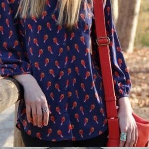 Old navy button down navy and red birds
